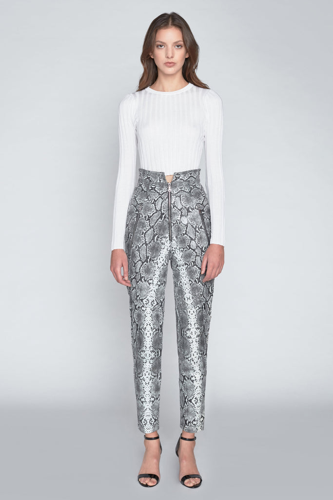 Josh Leather Grey Python Print Pant