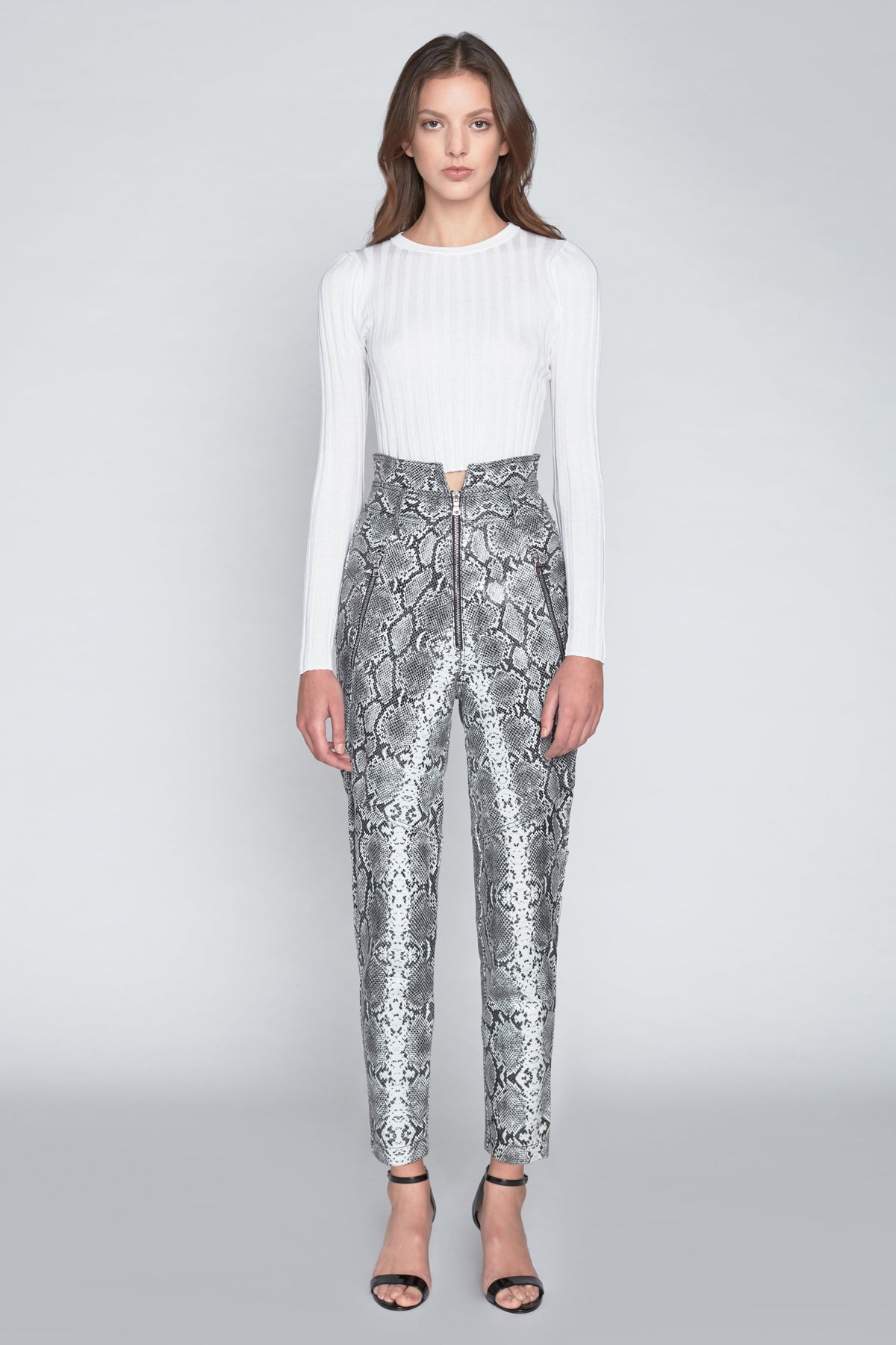 Josh Leather Grey Python Print Pant