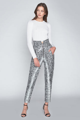 Josh Leather Grey Python Print Pant
