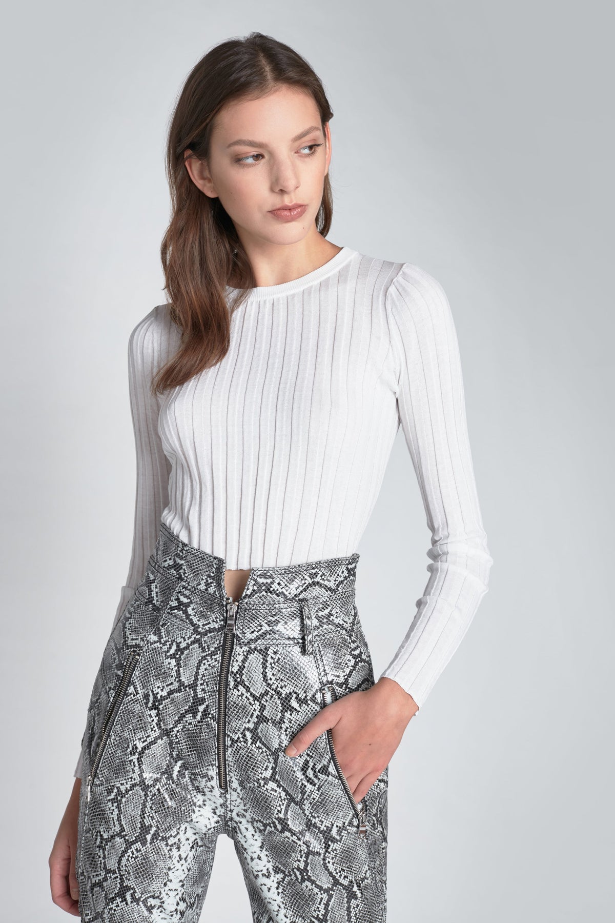 Josh Leather Grey Python Print Pant