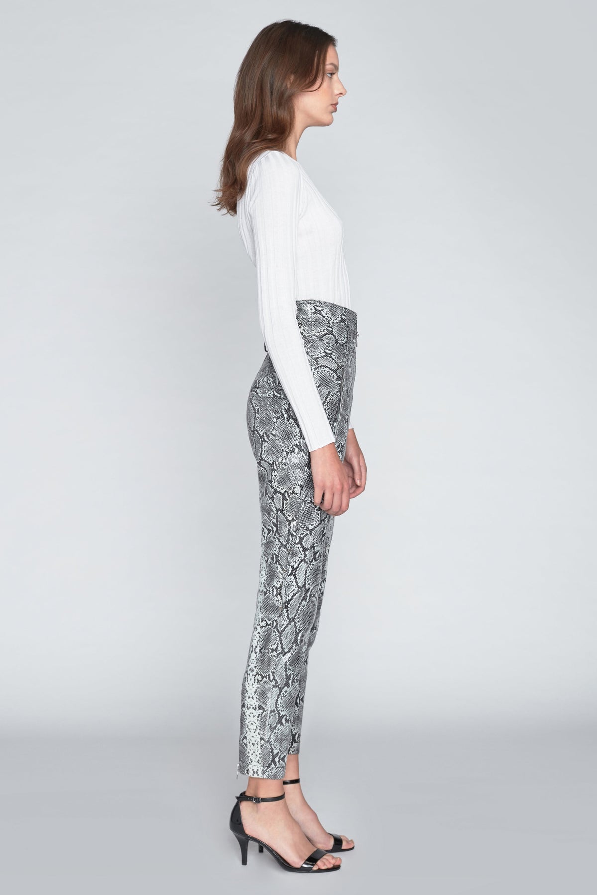 Josh Leather Grey Python Print Pant