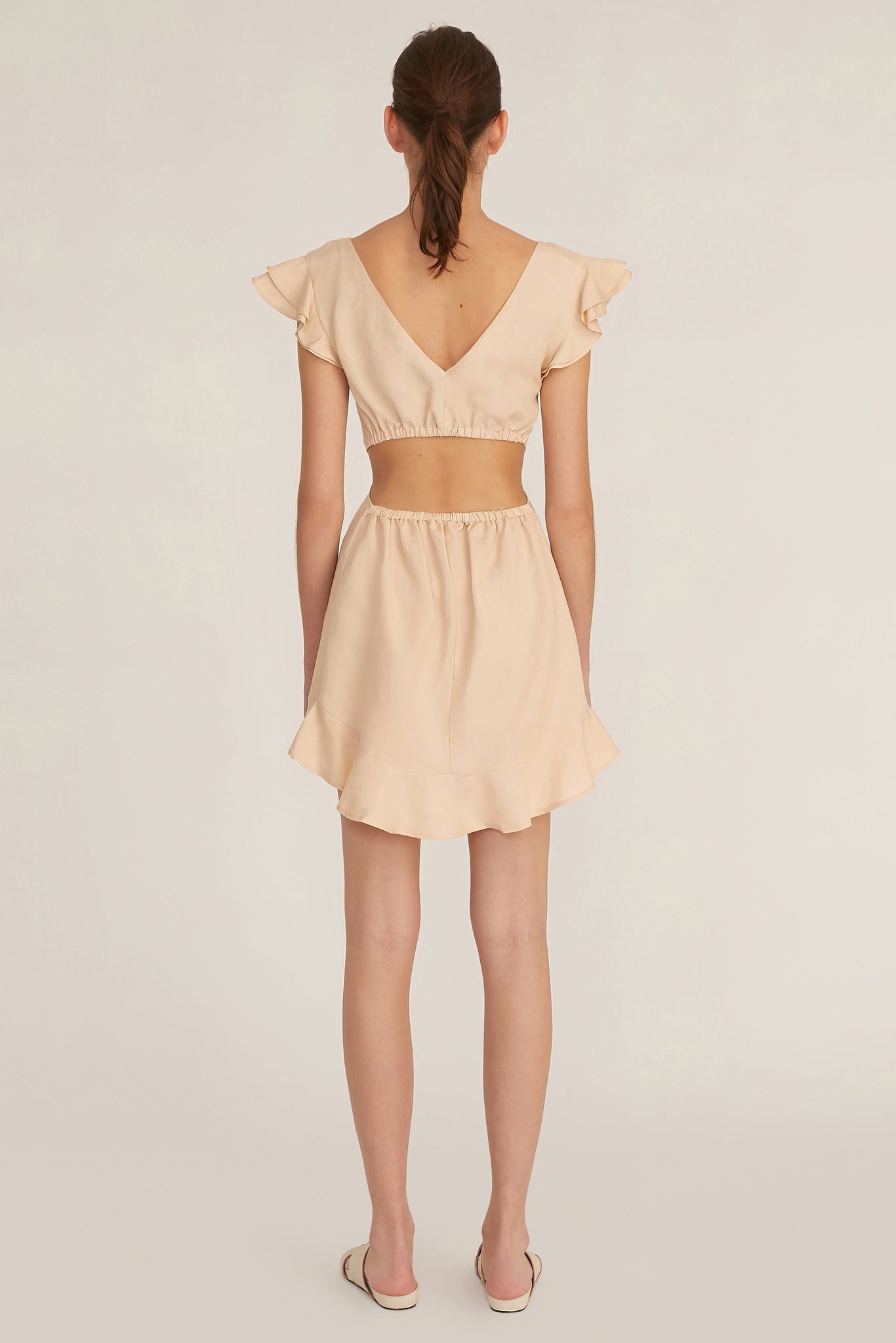 Kaia Linen Blend Cut Out Mini Dress, L / Petal Kaia Linen Blend Cut Out Mini Dress, L / Petal