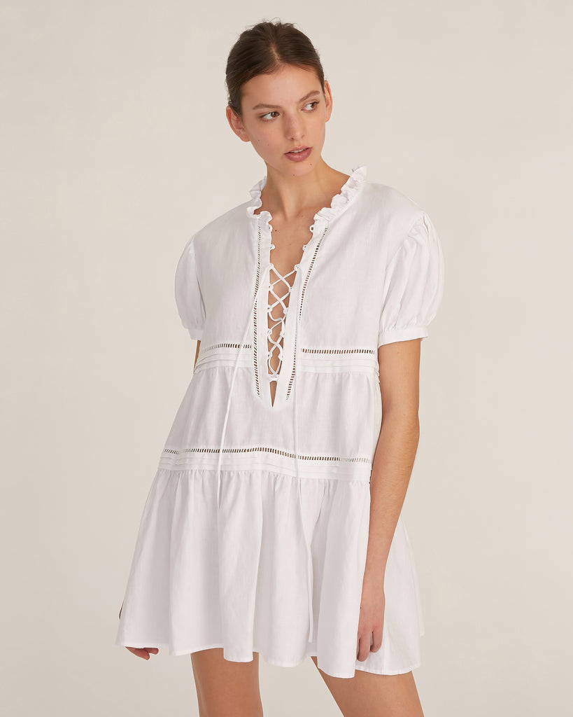 Quincy Linen Tie-Front Mini Dress