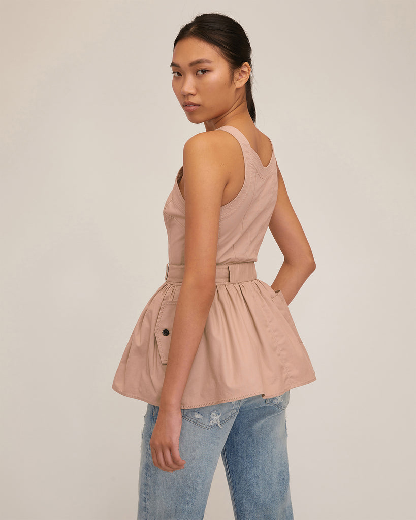 Brielle Canvas And Tulle Seamed Trench Vest | MARISSA WEBB