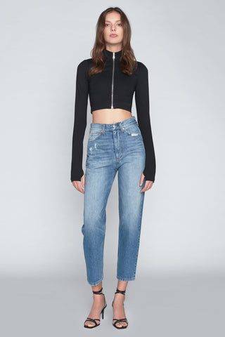 Sadie Cropped Zip Front Ponte Top