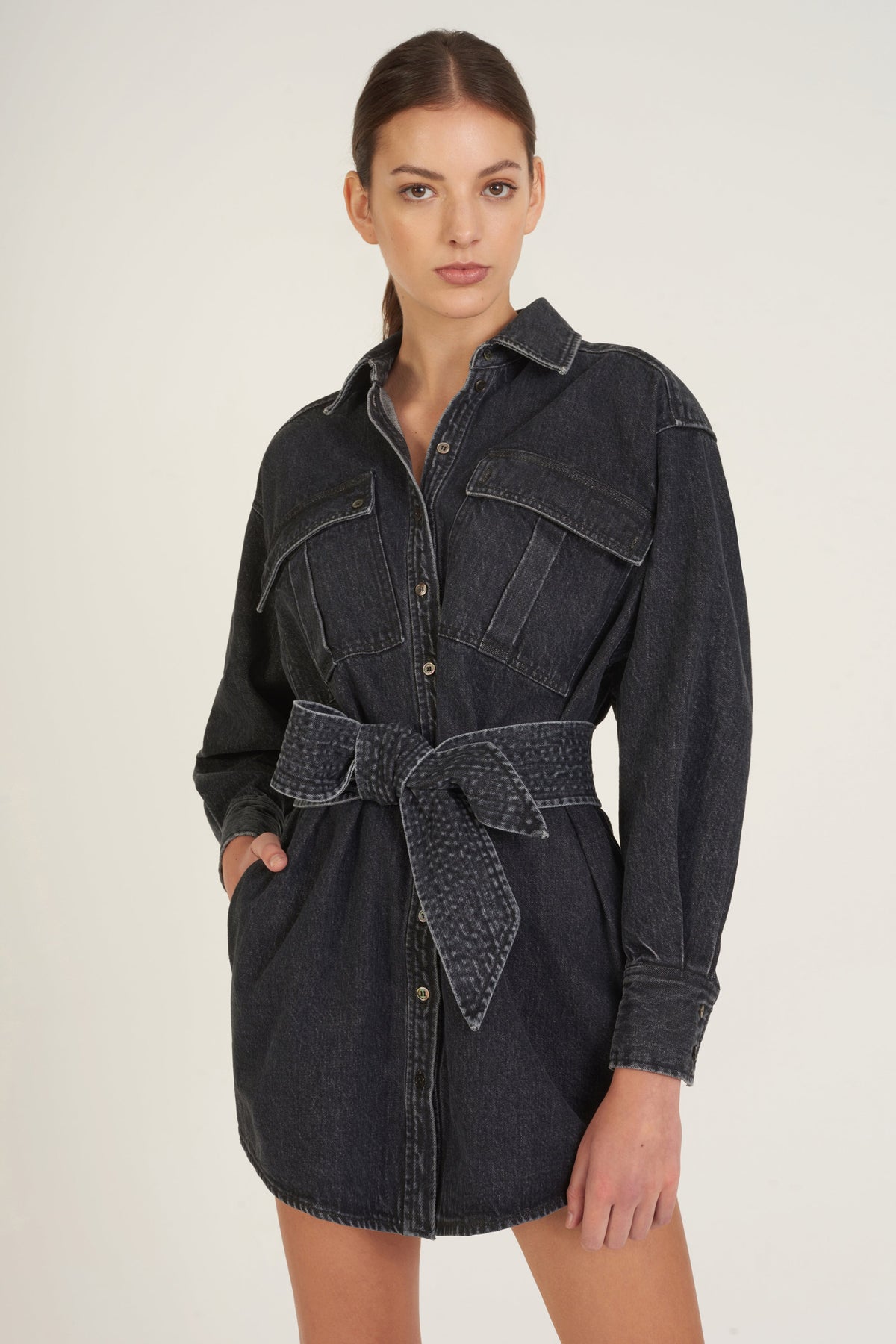 Rinse Wash Denim Tunic Dress