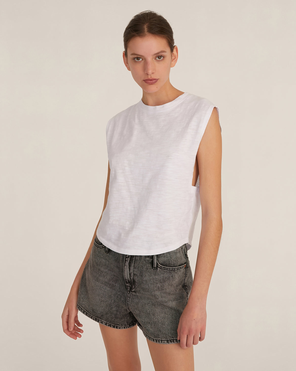 So Relaxed Slub Jersey Muscle Tee in White