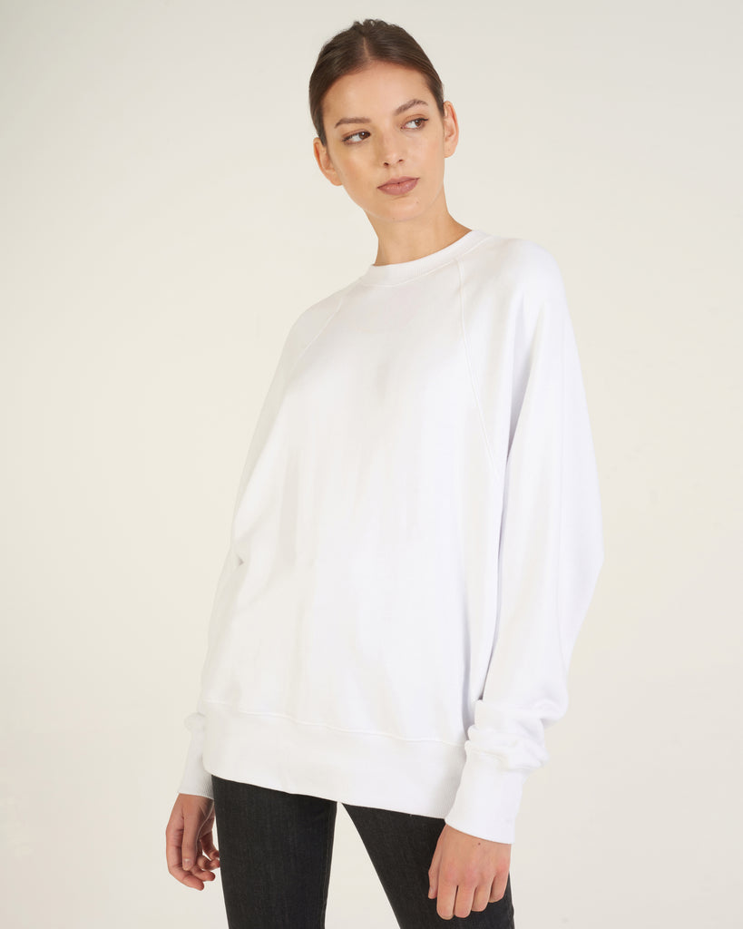 So Uptight Drop Raglan French Terry Sweatshirt in White