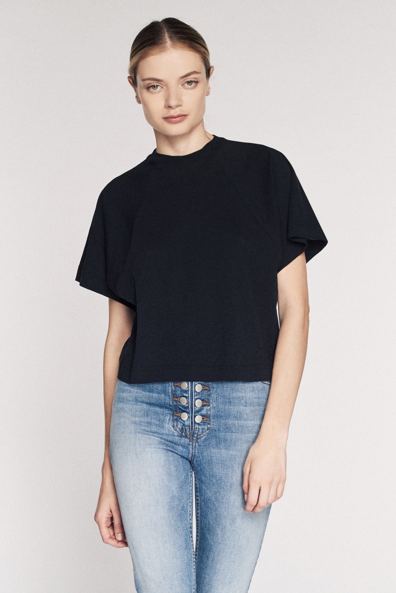 So Uptight Cropped Raglan Crew in Black | MARISSA WEBB