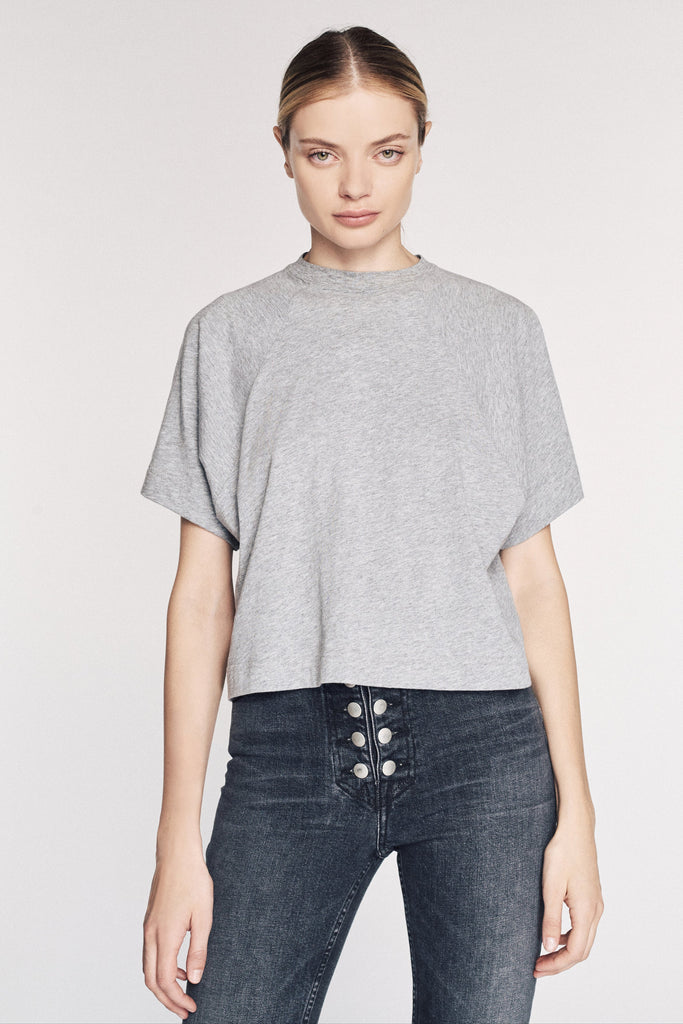 So Uptight Cropped Raglan Crew in Heather Grey