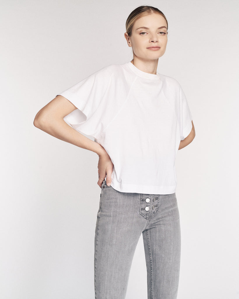 So Uptight Cropped Raglan Crew in White