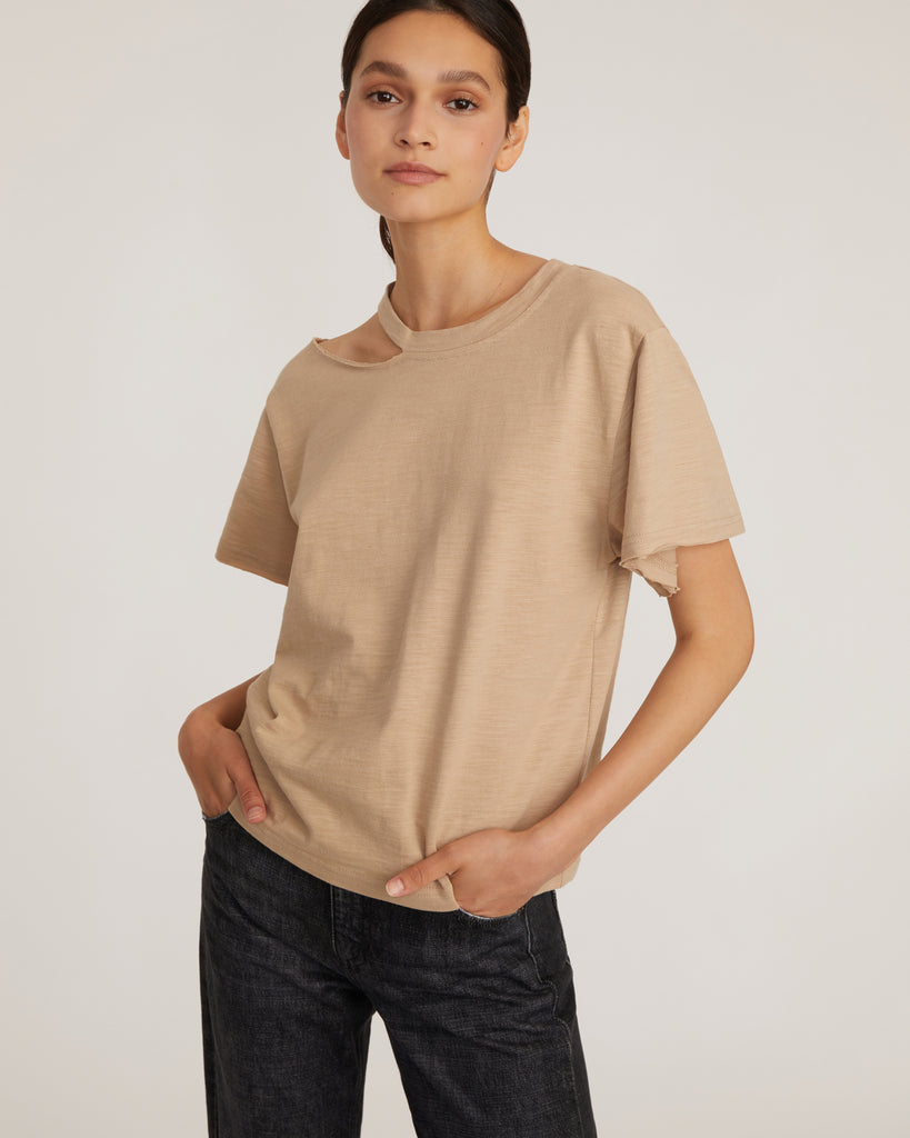Tate Cut Out Tee in Sand