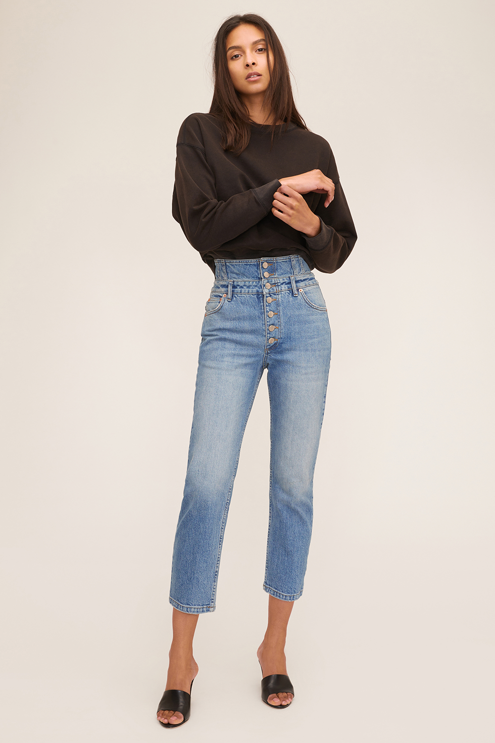 Turner II High Waist Corset Jean in Indigo Medium Stone Wash