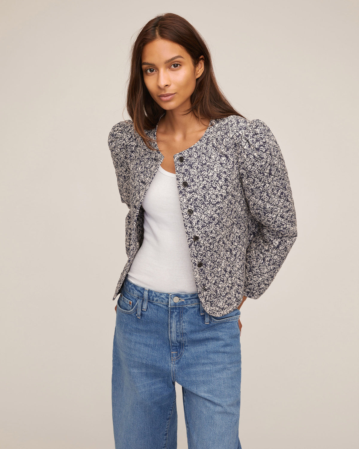 Albie Quilted Floral Shirt Jacket | MARISSA WEBB