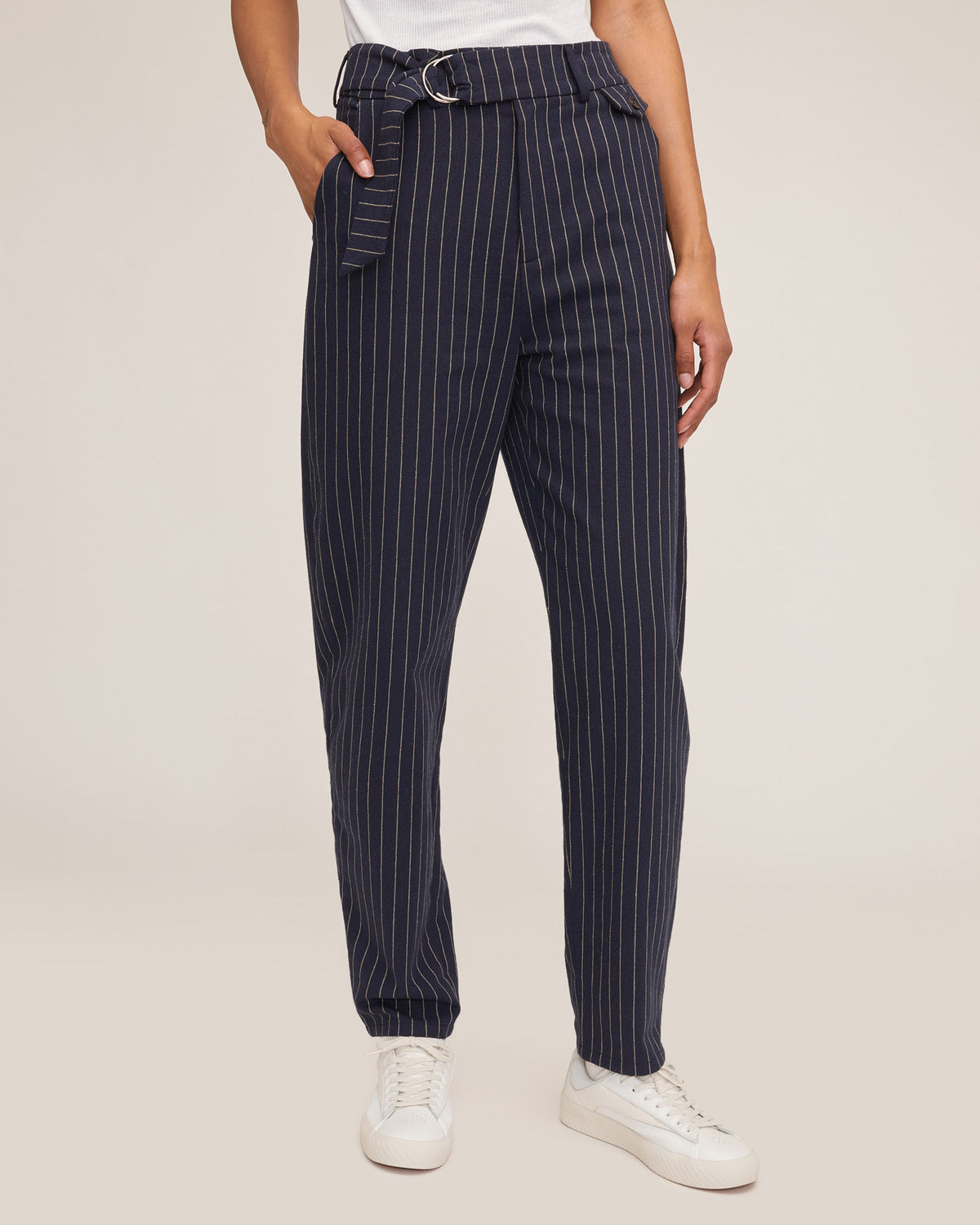 Topshop Straight Leg Navy Pinstripe Striped Trousers Sz 10 | eBay