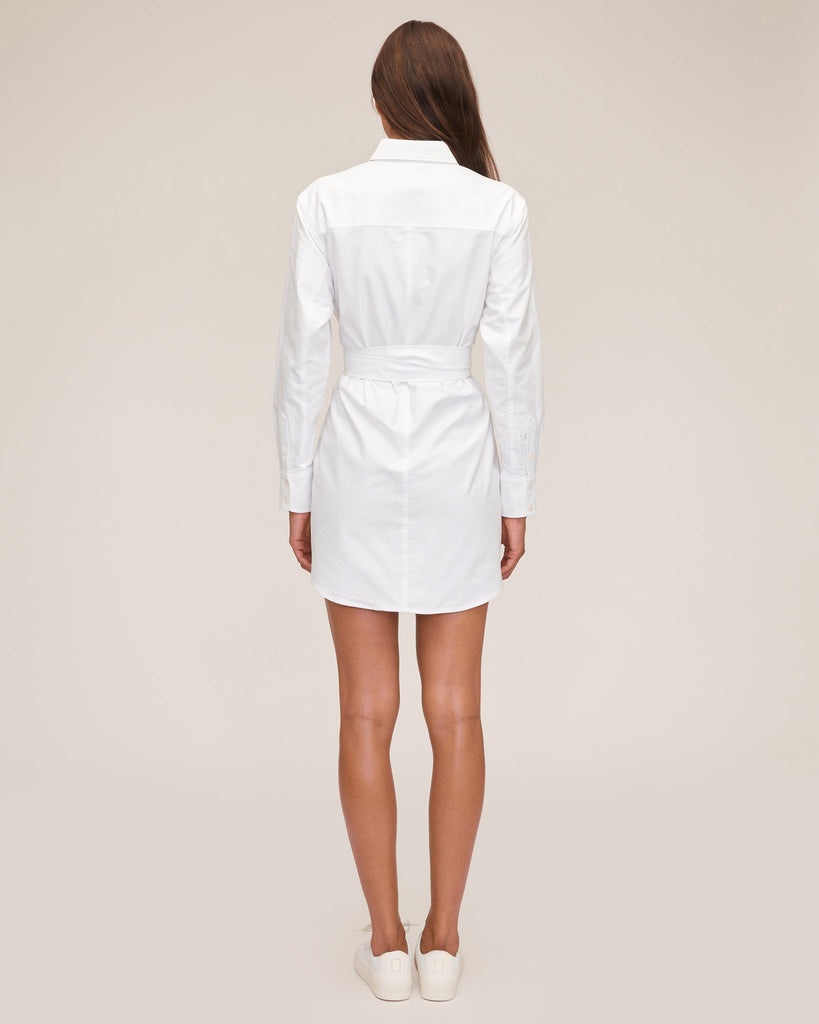 Elliot Cut Out Oxford Mini Shirt Dress in White | MARISSA WEBB