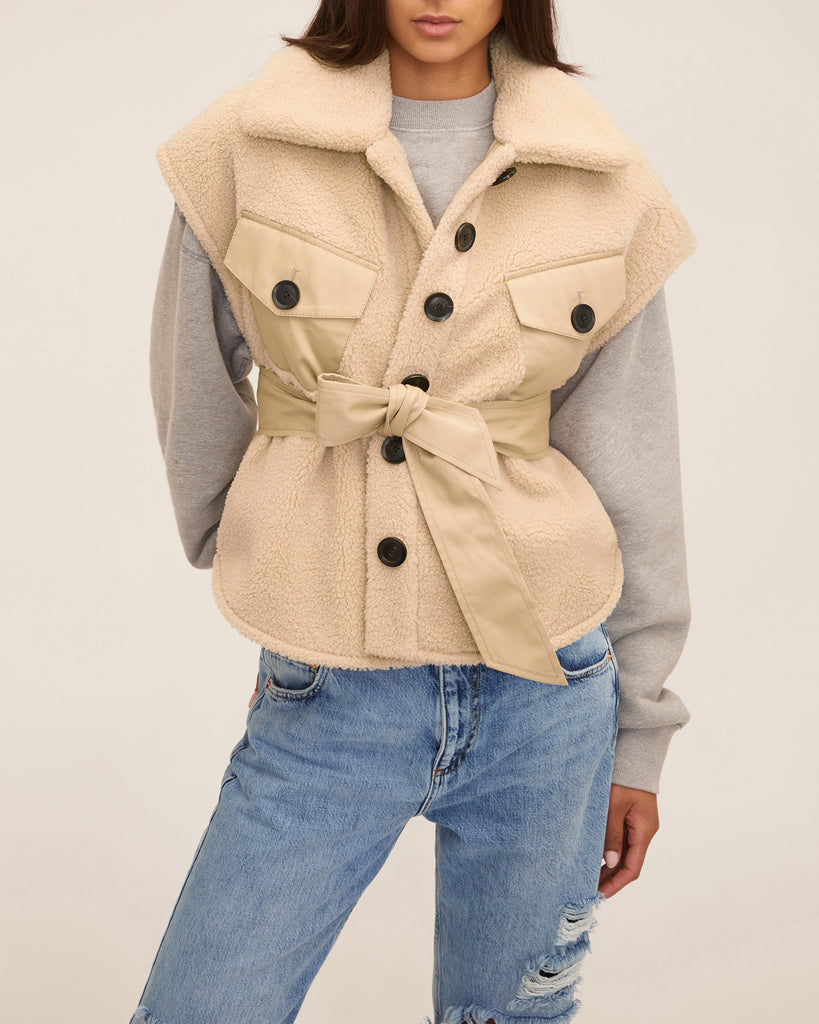 Frankie Sherpa Coated Canvas Vest