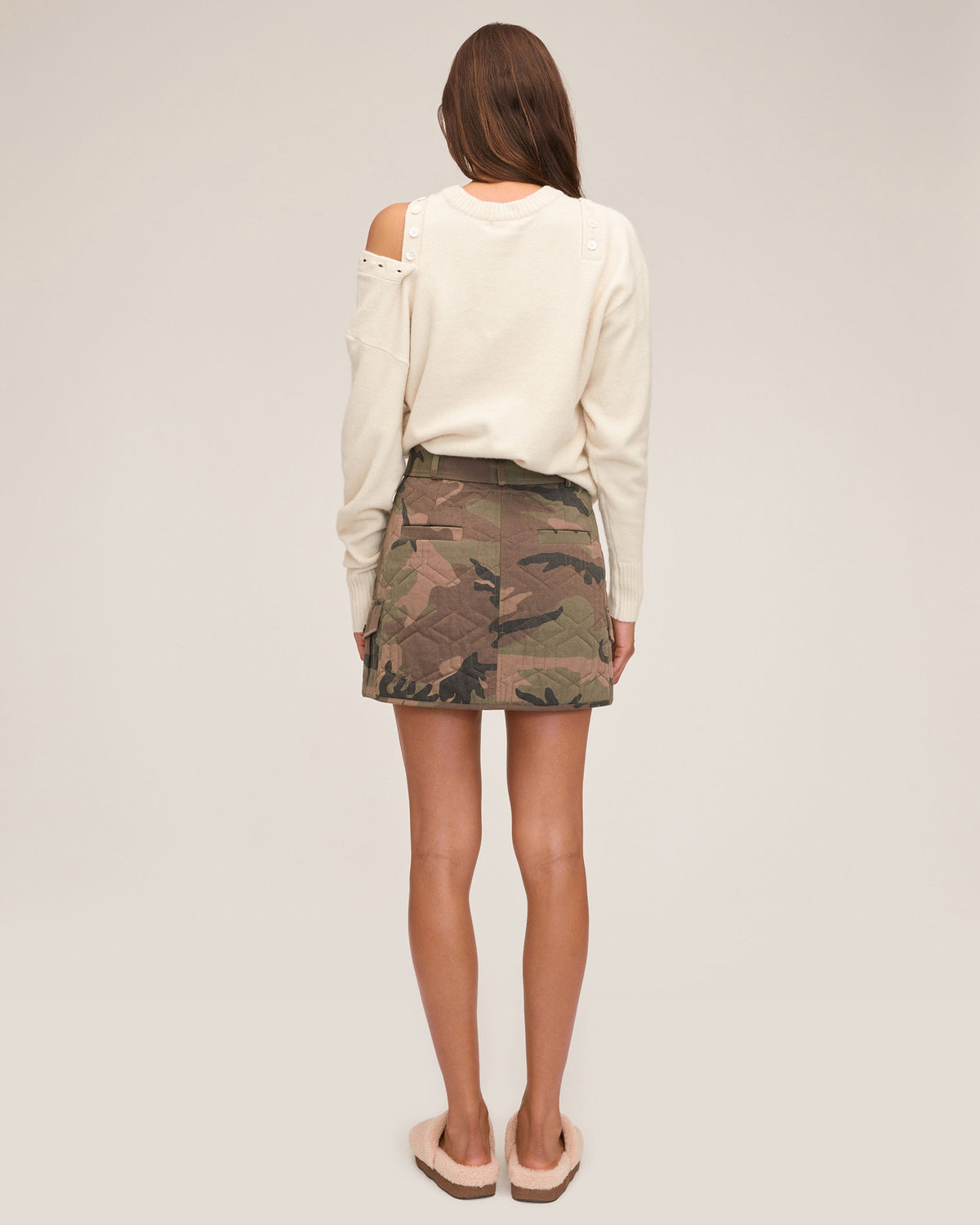 Katrina Quilted Woodland Camo Mini Skirt | MARISSA WEBB
